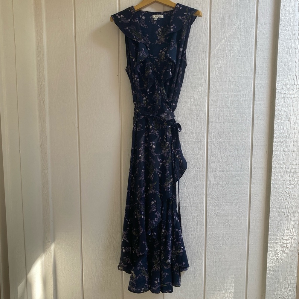 Max Studio Navy Floral High Low Dress